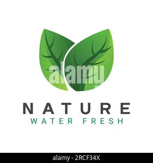 3D Nature Leaf Logo Design Eco Friendly Logotype Water Drop Stock Vector