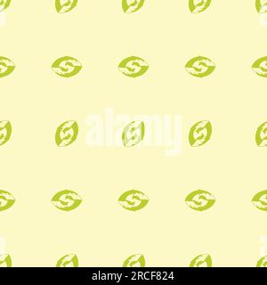 Set of nine patterns with abstract seed repeating in rows arranged horizontal and vertical lime color Stock Vector