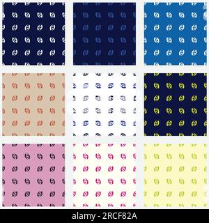 Collection of seamless pattern with abstract nut shape; horizontal rows of abstract beans shapes Stock Vector