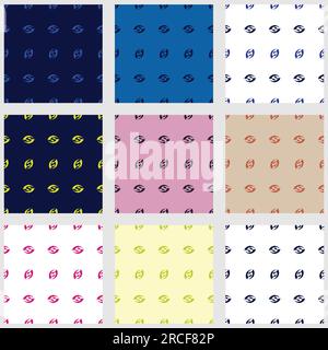 Set of nine patterns with abstract seed repeating in rows arranged horizontal and vertical Stock Vector