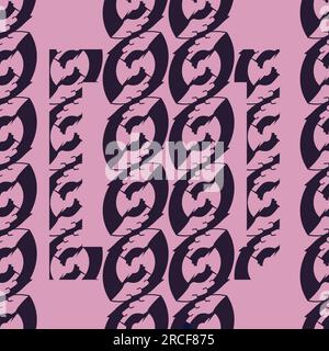 pattern with abstract beans; two colors pattern; chain design of abstract ornament dark purple and pink Stock Vector