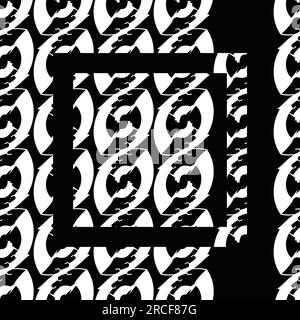 abstract white seed design seamless pattern with a decorated square on black background; can be used for printing Stock Vector
