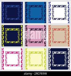 Set of patterns with abstract beans ornament and decorated square; Stock Vector