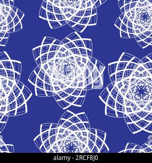 Seamless pattern of line art bright white stars blue background; abstract  star design on blue background vector illustration, can be used for Christm Stock Vector