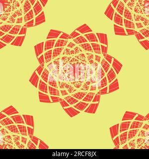 Seamless pattern with lined shape around star design; abstract  star design on yellow background vector illustration, can be used on celebration print Stock Vector