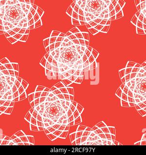 Seamless pattern with bright stars line art; abstract line art white star design on red background vector illustration, can be used for Christmas prin Stock Vector