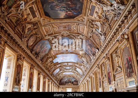 Paris, France July 2023 Beautiful ceiling at Apollo gallery Stock Photo