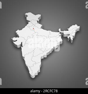 Delhi Captial state location within India map. 3D Illustration Stock Photo