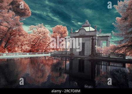 Infrared Horta Labyrinth Park (Parc del Laberint d'Horta) Barcelona, Spain Stock Photo