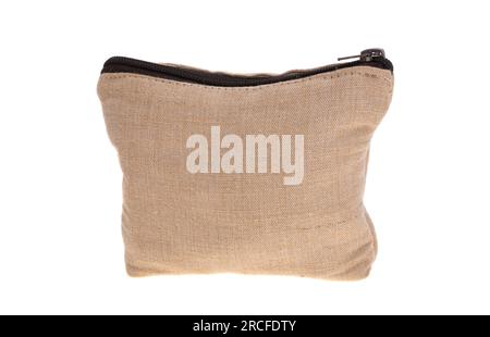 canvas cosmetic bag isolated on white background Stock Photo