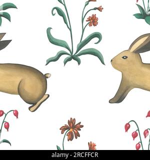 Watercolor illustration of a rabbit in medieval style. Made by hand ...