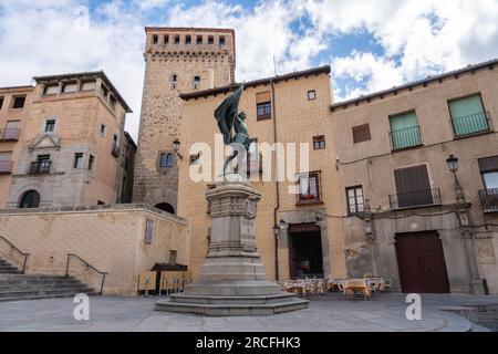 Juan Bravo Monument at Plaza Medina del Campo Square - Segovia, Spain Stock Photo