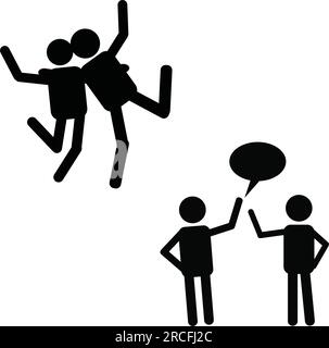 Stick man set Friends adda Stock Vector