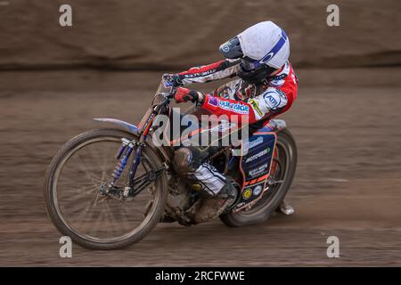 Brady Kurtz - Belle Vue Aces speedway rider.  Action portrait Stock Photo