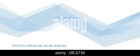 Abstract light blue complicated broken line with moire effect. Wide vector graphic pattern Stock Vector