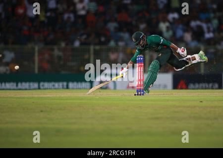 Bangladesh-Afghanistan first T20I match at the Sylhet International  Cricket Stadium (SICS) in Lakkatura, Sylhet, Bangladesh. Stock Photo