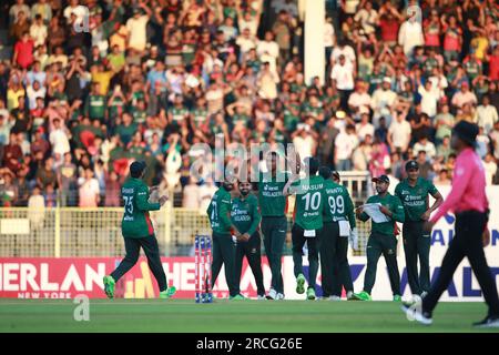 Bangladesh-Afghanistan first T20I match at the Sylhet International  Cricket Stadium (SICS) in Lakkatura, Sylhet, Bangladesh. Stock Photo