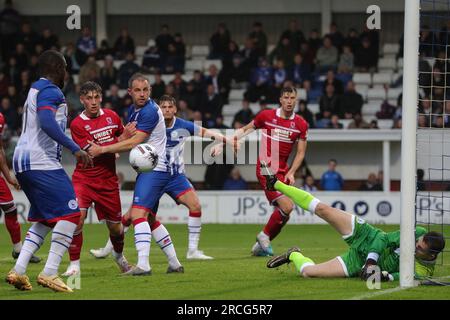 Hartlepool, UK. 14th July, 2023. Chance for Boro is punched away during the Pre-season friendly match Hartlepool United vs Middlesbrough at Suit Direct Stadium, Hartlepool, United Kingdom, 14th July 2023 (Photo by James Heaton/News Images) in Hartlepool, United Kingdom on 7/14/2023. (Photo by James Heaton/News Images/Sipa USA) Credit: Sipa USA/Alamy Live News Stock Photo