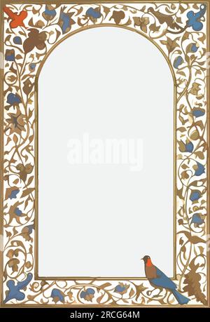 Medieval illuminated manuscript style frame border with Medieval illuminated manuscript style frame border with