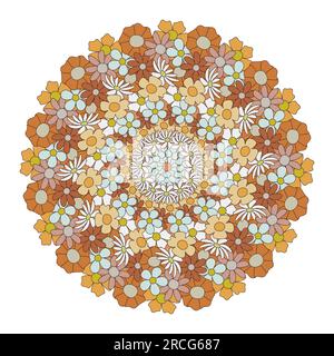 Flower arrangement Trendy retro psychedelic cartoon style. Abstract collage made from summer flowers Floral pattern Vector illustration. Isolated Stock Vector