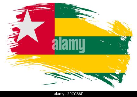 Togo brush stroke flag vector background. Hand drawn grunge style Togolese Republic painted isolated banner. Stock Vector