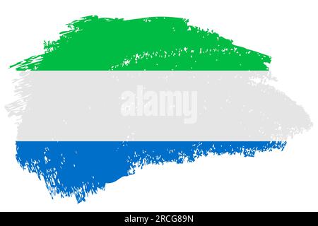 Sierra Leone brush stroke flag vector background. Hand drawn grunge style Salone painted isolated banner. Stock Vector