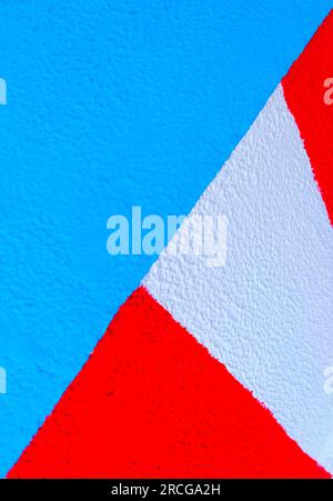 Empty surface with abstract blue, red and white diagonal patterns Stock Photo