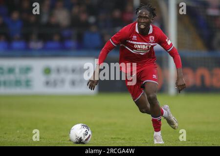 Hartlepool, UK. 14th July, 2023. George Gitau of Middlesbroughon the ball during the Pre-season friendly match Hartlepool United vs Middlesbrough at Suit Direct Stadium, Hartlepool, United Kingdom, 14th July 2023 (Photo by James Heaton/News Images) in Hartlepool, United Kingdom on 7/14/2023. (Photo by James Heaton/News Images/Sipa USA) Credit: Sipa USA/Alamy Live News Stock Photo