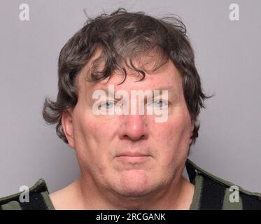 Massapequa Park, New York, USA. 14th July, 2023. REX HEUERMANN is shown in this booking photo released by the Suffolk County Sheriff's Department. Architect Rex Heuermann was arrested Thursday night and charged in the Gilgo Beach deaths of 3 women, whose bodies were found covered in burlap along Ocean Parkway on Long Island's South Shore in December 2010. (Credit Image: © Suffolk County Sheriff's Department/ZUMA Press Wire) EDITORIAL USAGE ONLY! Not for Commercial USAGE! Stock Photo