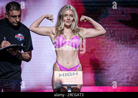 DUBLIN, IRELAND - JUL 14: (L-R) Amber O'Donnell kisses Whitney Johns