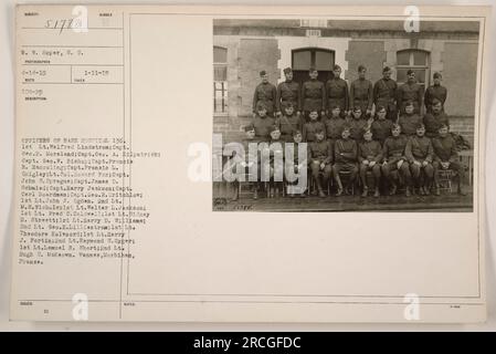 Officers of Base Hospital 136. Left to right: 1st Lt. Walfred Lindstrom; Capt. George B. Moreland; Capt. George A. Kilpatrick; Capt. George Bishop; Capt. Francis R. Haussling; Capt. Francis L. Quigley; Lt. Col. Howard Fox; Capt. John S. Sprague; Capt. James D. Schmied; Capt. Harry Jackson; Capt. Carl Boardman; Capt. George R. Critchlow; 1st Lt. John J. Ogden. 2nd Lt. M.S. Nicholls; 1st Lt. Walter L. Jackson; 1st Lt. Fred C. Caldwell; 1st Lt. Sidney H. Streett; 1st Lt. Harry D. Williams; 2nd Lt. George H. Lilliestrom; 1st Lt. Theodore Kolvoord; 1st Lt. Harry J. Fertin; 2nd Lt. Raymond S. Gyger; Stock Photo