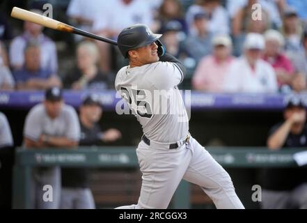 New York Yankees' Gleyber Torres in action during the MLB London Series  Match at The London Stadium Stock Photo - Alamy