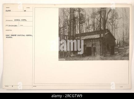 'Beau Desert Hospital Center, a medical facility located in France during World War One. This photograph was taken by a Signal Corps photographer on March 10, 1921. The image displays the EU symbol and notes indicate it was issued by Beau Desert Hospital Center.' Stock Photo