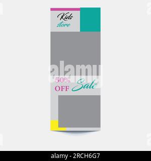Fashion Sale roll up banner, Summer Fashion sale roll up banner design Template, yellow, blue, red, purple color Stand banner Pull up signage banner P Stock Vector