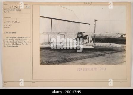 Caption: 'The Lepere Liberty battle plane being manufactured by the Packard Motor Car Co., Detroit, Michigan, for the War Department during World War One.' Stock Photo