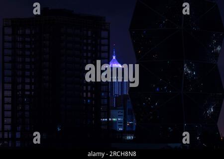 Nairobi City Night Nairobi City County Kenyas Capital City East Africa Center Upperhill In The Morning. Beautiful outdoors Skyline skyscrapers citysca Stock Photo