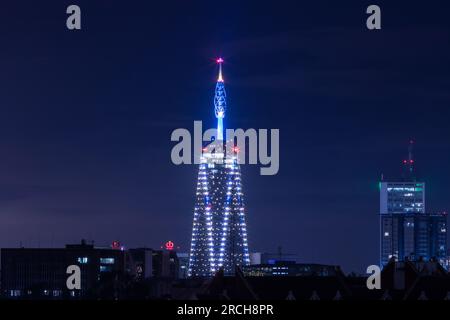 Nairobi City Night Nairobi City County Kenyas Capital City East Africa Center Upperhill In The Morning. Beautiful outdoors Skyline skyscrapers citysca Stock Photo