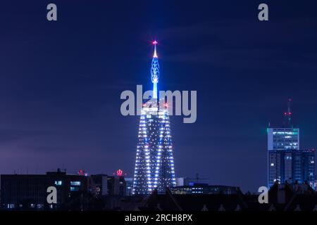 Nairobi City Night Nairobi City County Kenyas Capital City East Africa Center Upperhill In The Morning. Beautiful outdoors Skyline skyscrapers citysca Stock Photo