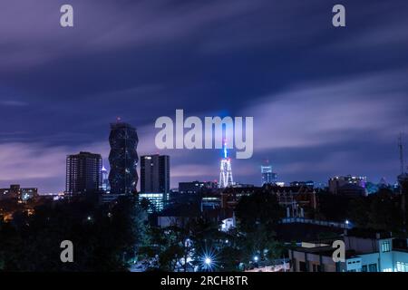 Nairobi City Night Nairobi City County Kenyas Capital City East Africa Center Upperhill In The Morning. Beautiful outdoors Skyline skyscrapers citysca Stock Photo