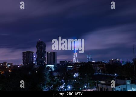 Nairobi City Night Nairobi City County Kenyas Capital City East Africa Center Upperhill In The Morning. Beautiful outdoors Skyline skyscrapers citysca Stock Photo