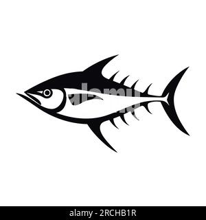 Tuna Flat Silhouette Vector Illustration Stock Vector