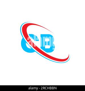 CB C B letter logo design. Initial letter CB linked circle upercase monogram logo red and blue. CB logo, C B design Stock Vector
