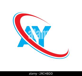 AY Letter logo design, AY Letter, AY logo. AY initial letter logo colored red and blue Stock Vector