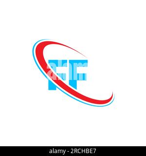 FF F F letter logo design. Initial letter FF linked circle upercase monogram logo red and blue. FF logo, F F design Stock Vector