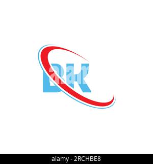 BK B K letter logo design. Initial letter BK linked circle upercase monogram logo red and blue. BK logo, B K design Stock Vector