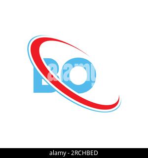 BO B O letter logo design. Initial letter BO linked circle upercase monogram logo red and blue. BO logo, B O design Stock Vector