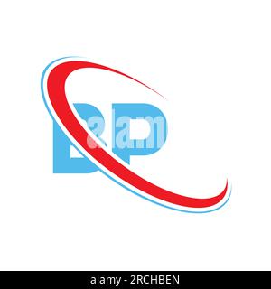 BP B P letter logo design. Letter BP, initial logo bp, pb, b inside p letter logo Blue and Red. B & P Letter logo, Icon, bp Vector element Stock Vector