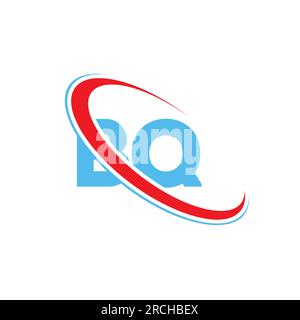 BQ B Q letter logo design. Initial letter BQ linked circle upercase monogram logo red and blue. BQ logo, B Q design Stock Vector