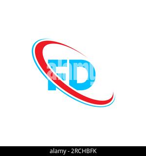 FD F D letter logo design. Initial letter FD linked circle upercase monogram logo red and blue. FD logo, F D design Stock Vector