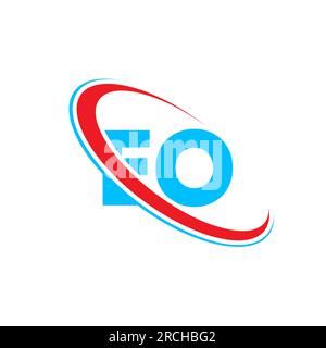 EO, E O letter logo design. Initial letter EO linked circle uppercase monogram logo red and blue. EO logo, E O design Stock Vector